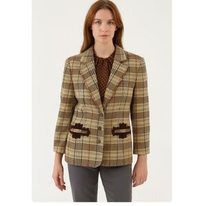 Kores by Ben Holding Vintage Plaid Made in Italy Blazer Brown/Multi Size 42